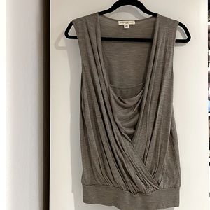 Brown silk drapey blouse